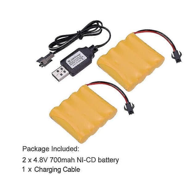 2 stk 4.8v 700mah Ni-cd Aa Batteripakke Genopladelig Sm-2p Stik Til Rc Bil Legetøj Dz