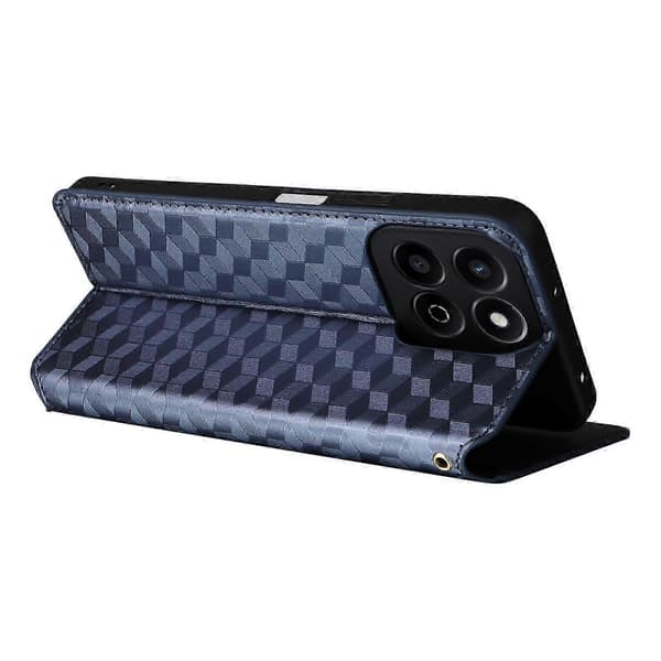 Til Honor 200 Smart 5G/Play 60 Plus 5G-cover Rhombus Imprint PU-læderpung-etui Blue