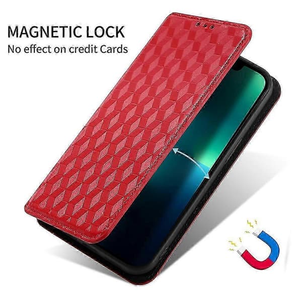 För Honor 200 Smart 5G/Play 60 Plus 5G-skal Rhombus Imprint PU-läderplånboksfodral Red