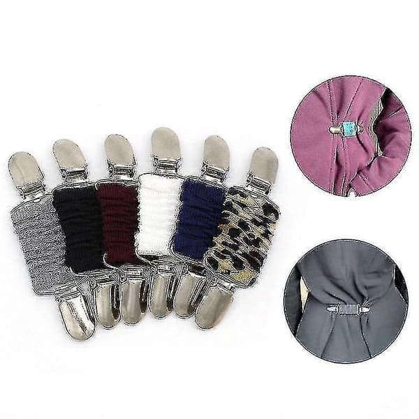 Nytt set med klänningsklämmor, elastiska klädklämmor för att dra åt klänning, kofta, krage, skjortklämmor, Zekai Leopard print