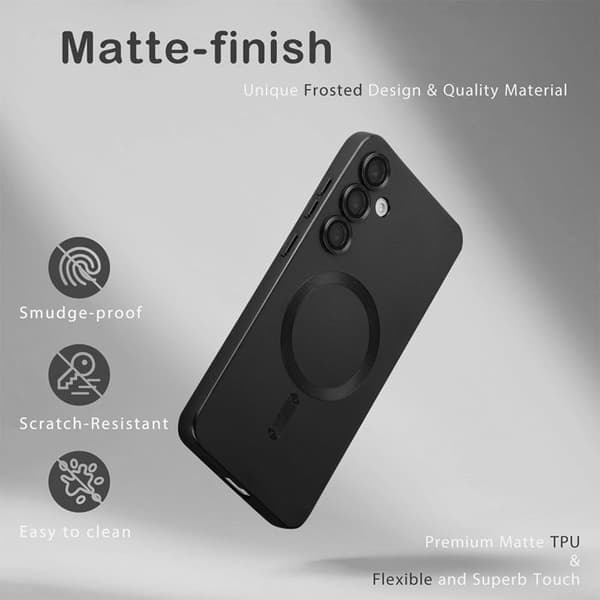 【03】Beskyttelse til Samsung Galaxy A57 5G, flydende silikone med magnetisk ring - Sort - 2 hærdede glas Svart