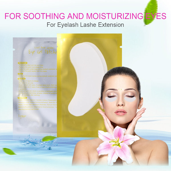 50 par/set Ögonfransförlängning Hydrogel Under Eye Gel Luddfritt Pad Patch Sticker Tejp Guld