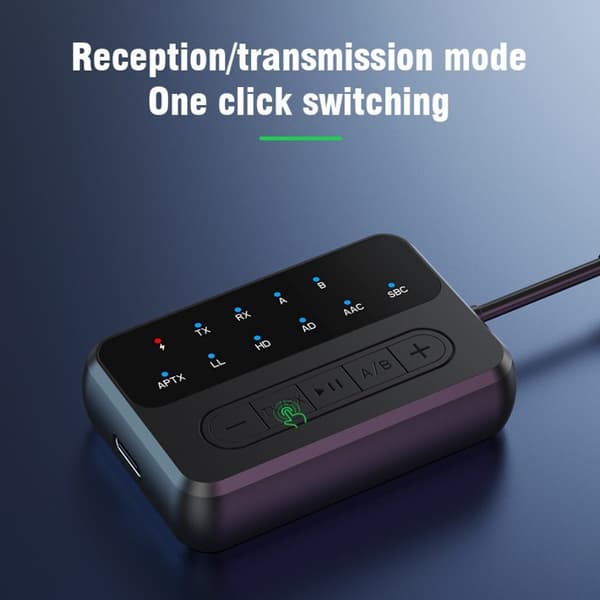 Bluetooth-lähetin-vastaanotin, 2-in-1 V5.4 langaton sovitin, kaksoislinkki AptX Adaptive/Low Latency/HD Audio, Aux-sovitin
