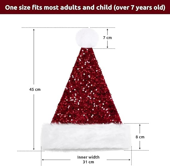 【03】Julemandshat til voksne Luksus plys julehat med pompon til mænd og kvinder