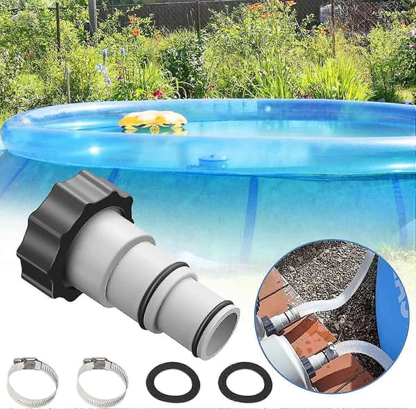 Poolslangeadapter A, 38 mm og 32 mm diameter, pooladapter A til pumpeslangekoblinger (2 stk)
