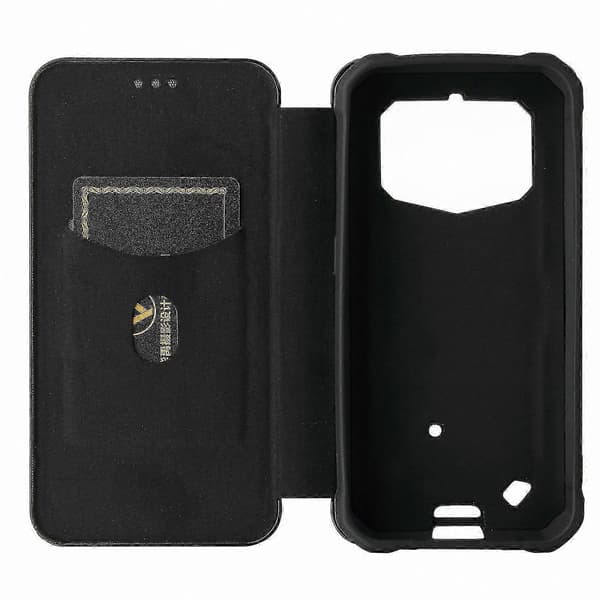 Flipcover med kulfiberstruktur og kortplads til robuste smartphones Black