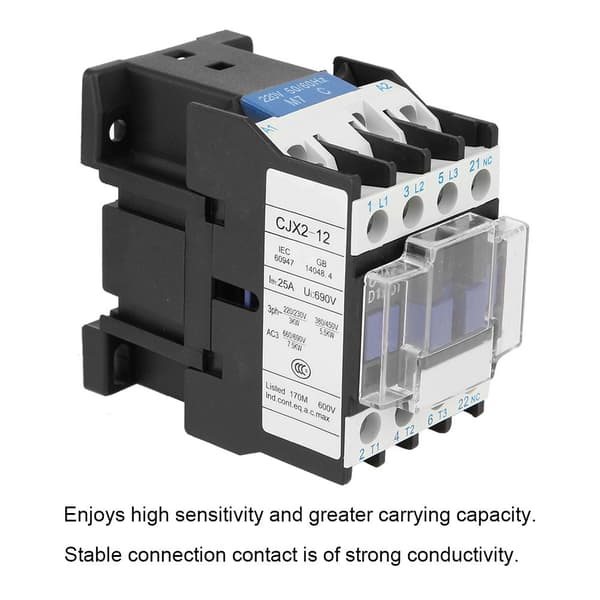 CJX2-1201 Skinne Montering AC Kontaktor Industriel Elektrisk AC Kontaktor 220V 12A