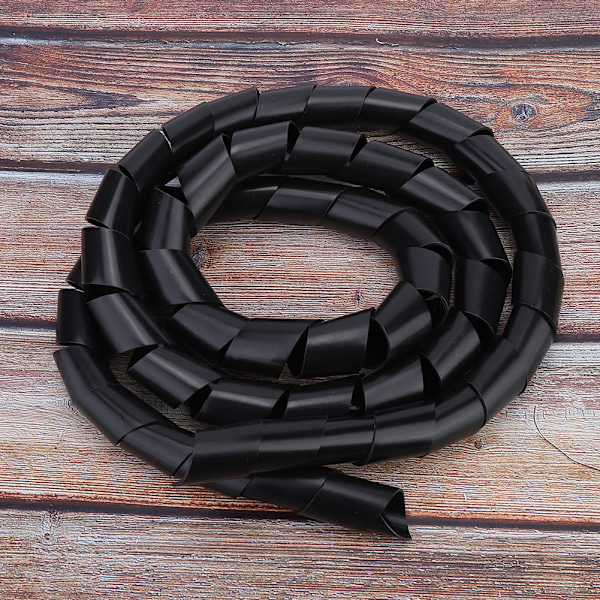 2-pakke Wire Protector Spiral PP Wire Kabelbeskyttelse Tilbehør Wire Sleeve Sort 25mm
