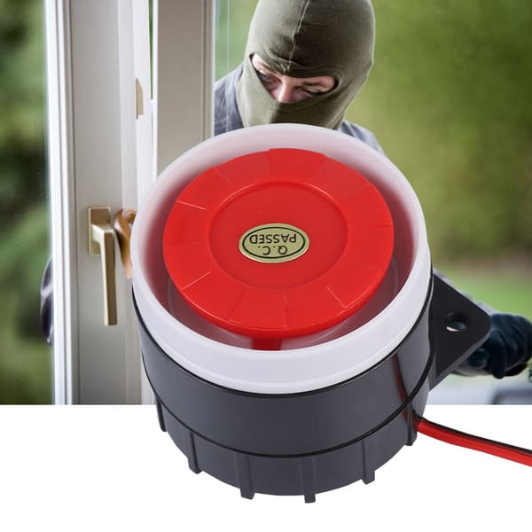 Mini Rød Kablet Horn Sirene - 120dB, 12V DC - Hjemmesikkerhedsalarm
