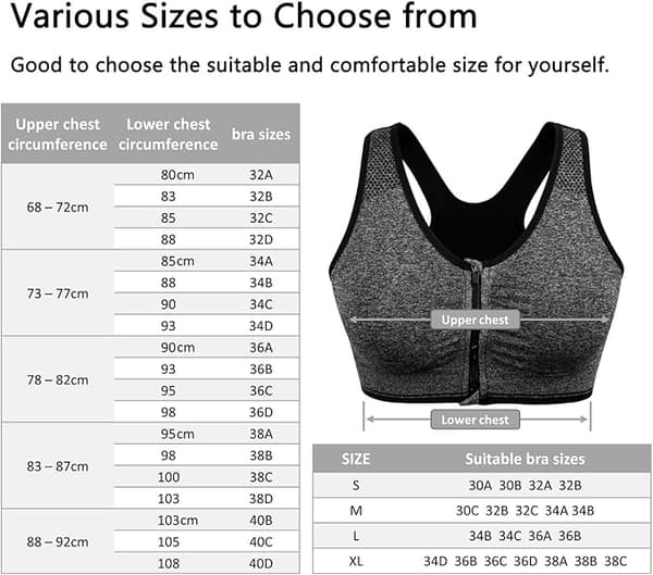 【03】3-pack Sports Bra Compatible with Women with Front Zipper, Wireless, Comfortable Post-Surgery Bra with Removable Pads A A-FA- A A XL