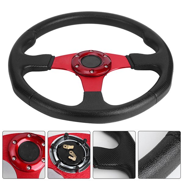 350mm/14 tum Racing Bil Sportratt Djup Skål 6 Bultar Universal Modifierad Tillbehör Röd