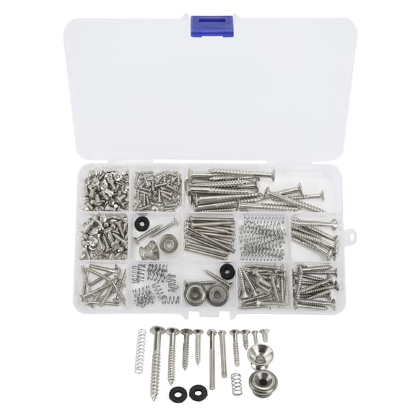 Elektrisk Gitarr Skruv Kit Metallskruvar Fjäder Rem Snäpp Sortiment Set Reparationsfästen Silver