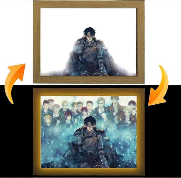 【03】Attack on Titan LED-taide (Levi Ackerman) Levi Ackerman Edition USB-käyttöinen 3 valaistustilaa valaisee Wing of Libertyn avulla