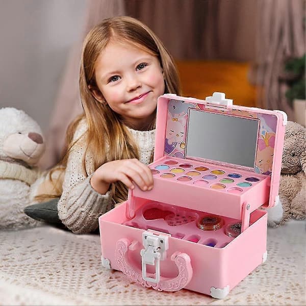 Børne-makeup-legetøjssæt til piger Vaskbart kosmetiklegetøjssæt Foregive leg Prinsesse øjenskygge blush læbestift makeup håndtaske