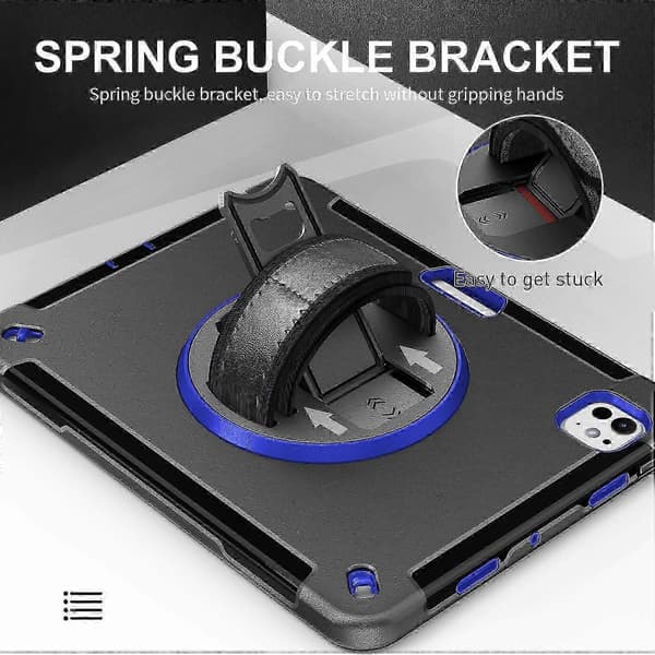 För iPad Pro 13 (2024) Fodral Stödfunktion PC + TPU Robust Skydd Med Axelrem - Blå, zxl Dark Blue