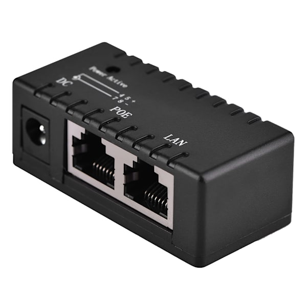 POE Splitter Power Over Ethernet Injektor Adapter Til LAN Netværk Sort