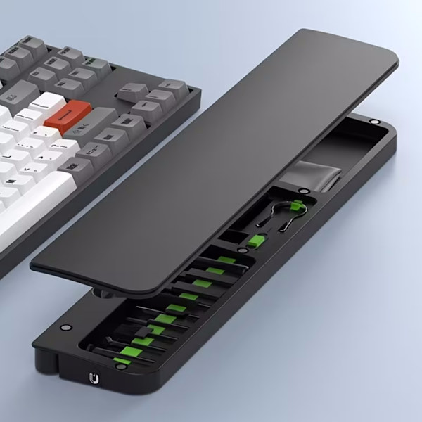 Ergonomisk håndledsstøtte til computertastatur | Lavet af skridsikkert ABS-materiale, inkluderer rengøringssæt til computer, sort