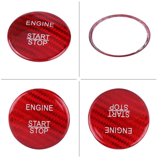 Röd Kolfiber Motor Startknapp Skydd Trim för Mercedes Benz A B C GLC GLA CLA ML Klass