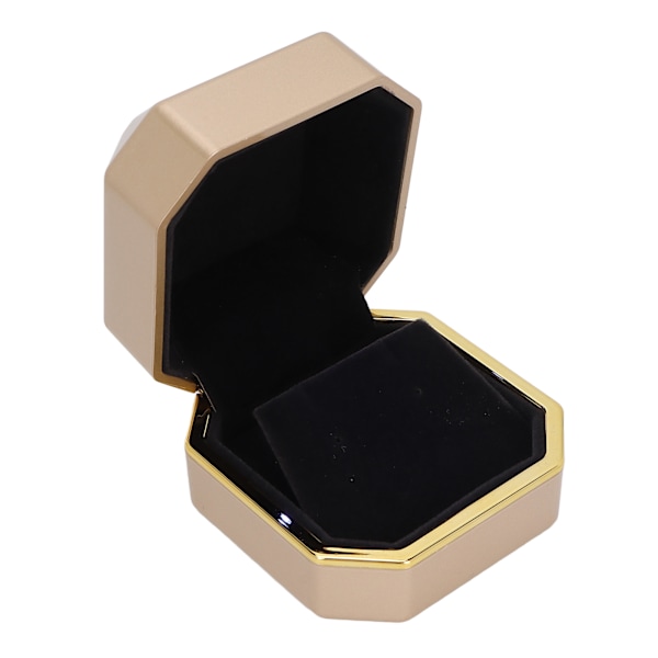 Ring Presentask Elegant Skyddande Liten Smyckesförvaring Displayfodral med Lampa för Frieri Bröllop Guld