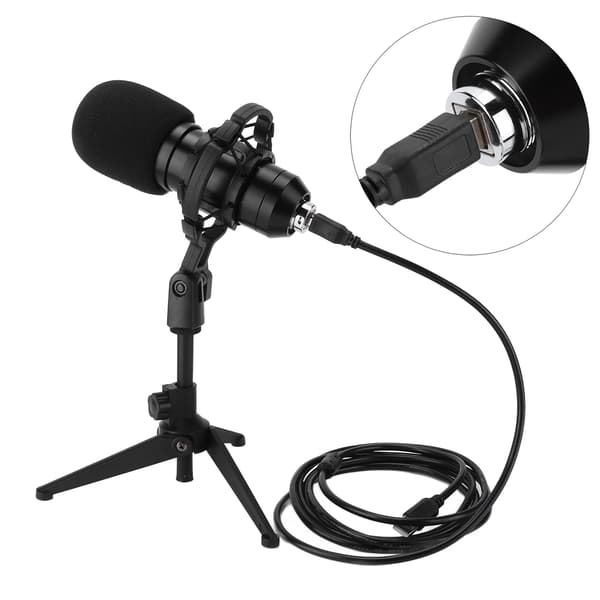 Kondensatormikrofon Kit Stativ USB-kontakt Set Inspelningsmikrofon Live-sändningsutrustning