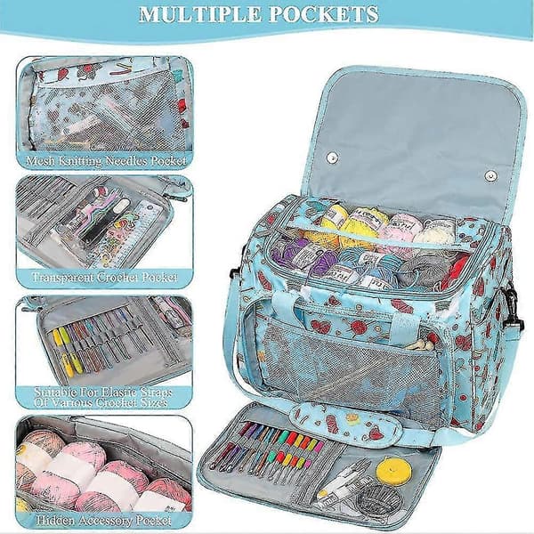 【03】Large knitting bag. Yarn storage bag with transparent lid and eyelets. Craft bag