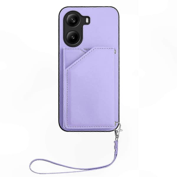 5G-telefoncover med kortholder, støtte og håndledsrem til Poco X7 Pro-kompatible modeller LightPurple