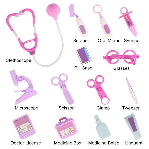 Barn Leksak Rollspel Läkare Kit Utrustning Sjuksköterskeväska Leksak Present Rosa/Lila