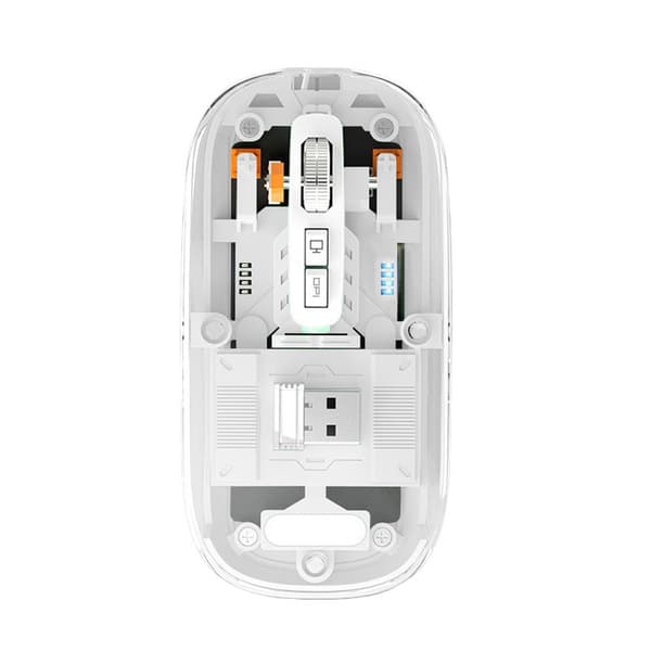 【03】2.4G Transparent Bluetooth Gamingmus, Tre Tilslutningstilstande, Justerbar Dpi (Hvid)