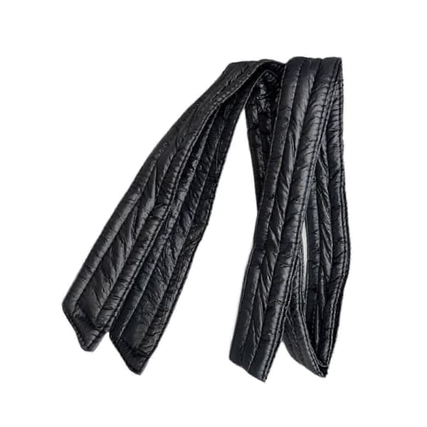 【03】Vinterjacka för damer, vadderad med dun, bälte, kappa, midjebälte, korsett, mode, dam, skärp Glossy Black