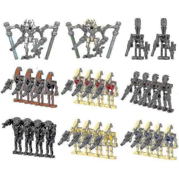 28-dele actionfigur kampsæt til børn - generaler, droider og byggeklodser
