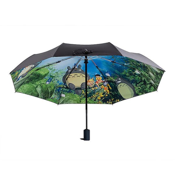 【03】Ghibli Totoro Paraply Sol Regn Paraply Anime Min Nabo Totoro Sød Daglig Sammenfoldelig Paraply Outer black coating