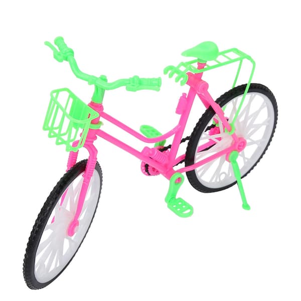 Legetøjs Cykel i Plastik med Kurv til Pin Dukke Udendørs Tilbehør