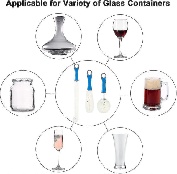 Rengöringsborste för karaff Tredelad böjd svampborste för glas (blå) (h-2) blue