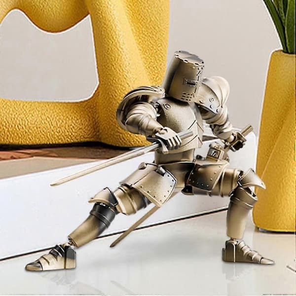 Actionfigur flersproget, actionfigurmodel, middelalderlig fuldkropsrobotmodel actionfigur, bevægelig figurdekoration til skrivebordet