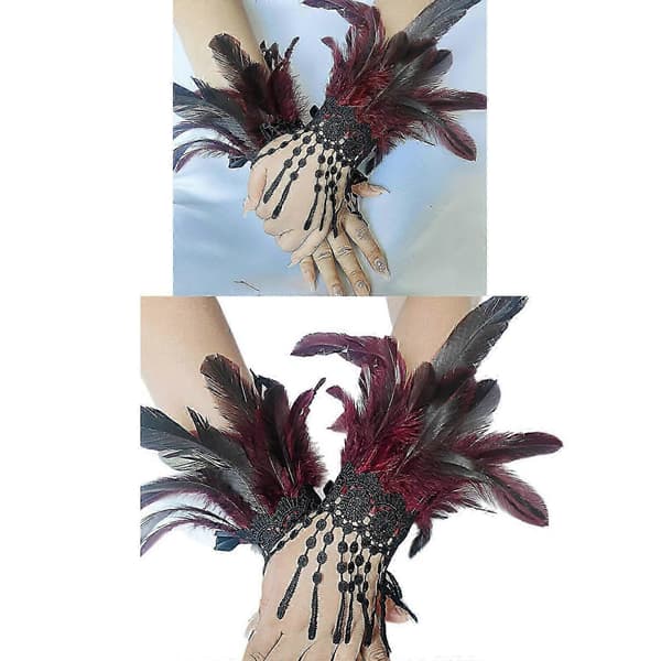Åndbare blondeheks-handsker Halloween-kostumetilbehør perfekt til cosplay og tema Purple