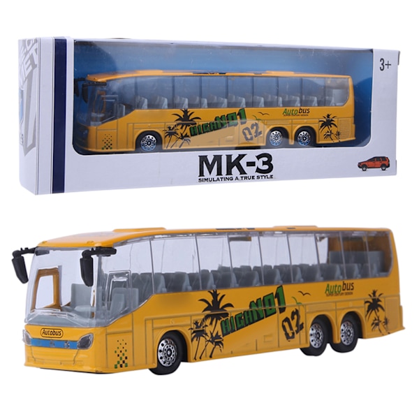 1:50 Simulation Transit Bus Model Legetøj Legering Træk Tilbage Bus Legetøj med Lys og Musik til Børn (Gul)