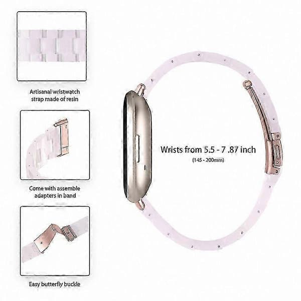 20 mm harpiksrem med spænde i rustfrit stål til Fitbit Versa 4/Sense 2 udskiftningsurrem Light Pink