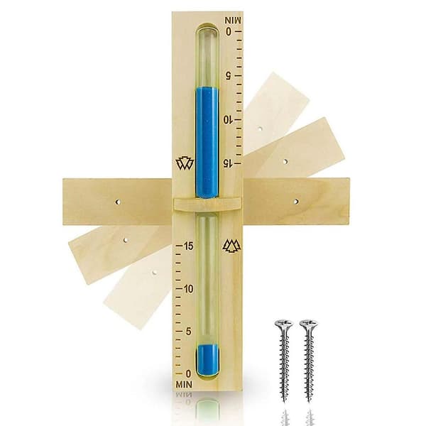 【03】15 minutters sauna timeglas, varmebestandigt glas + 2 rustfri S