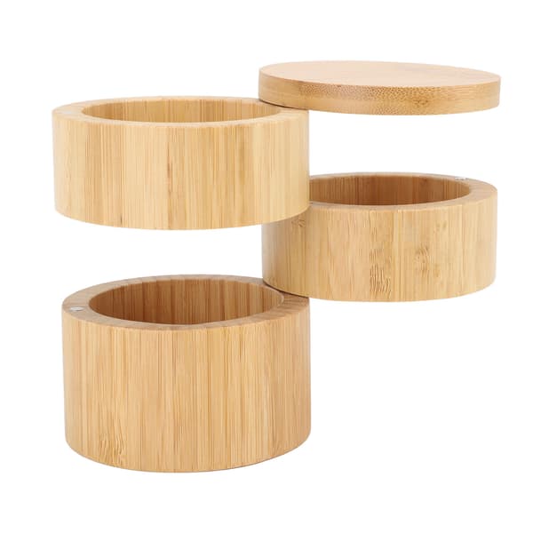 Hem 3-vånings Bambu Träbehållare 3-vånings Kryddbehållare Bambu Trä Kryddorganisatör