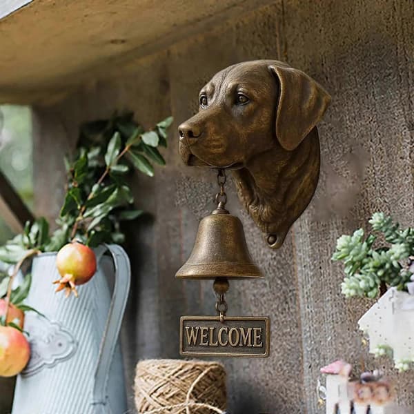【03】Thor Chime Bell Hundeformet Velkomstdørklokke Dyretema i Harpiks Fungerende Beagle