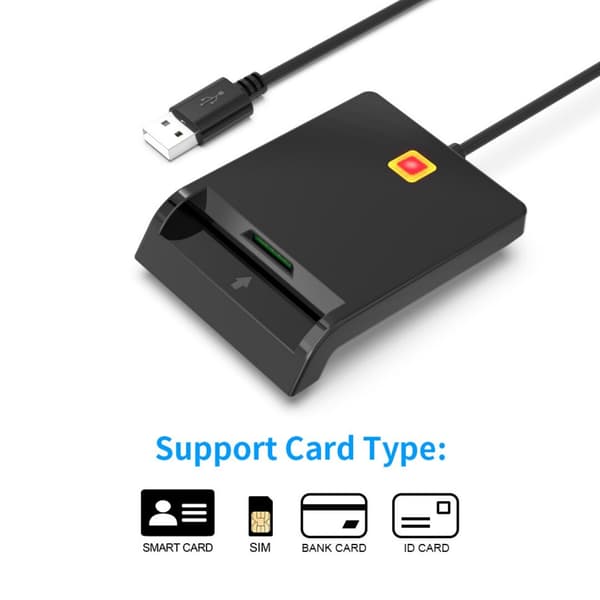 USB 2.0 smart IC-kortlæser, SIM-kort og bankkortlæser