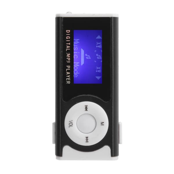 Kannettava Urheilu MP3 Taskulamppu Mini BackClip LCD Mini Näyttö Musiikkisoitin (Musta)