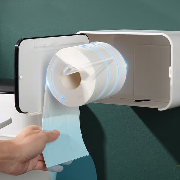 Väggmonterad Tissue Box Dubbel Pappersutlopp Vattentät och Fuktsäker Tissue Rack för Badrum Grå