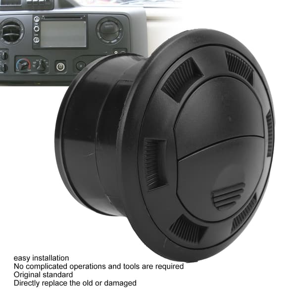 Universal Rund Ventil til Bus RV - 75mm Sort Instrumentbræt Aircondition Deflektor Udgang