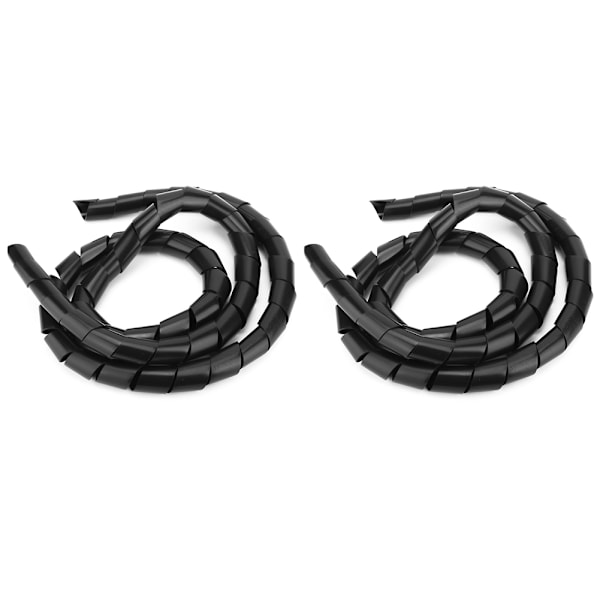 2-pakke Wire Protector Spiral PP Wire Kabelbeskyttelse Tilbehør Wire Sleeve Sort 25mm