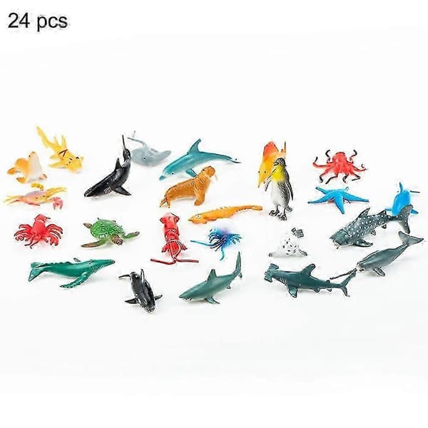 24 stk. PVC havdyr figurer havdyr modellegetøj delfin skildpadde