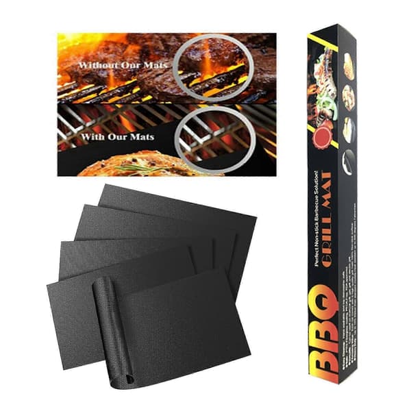 BBQ Grillmåtte 5 stk 40x33 cm Non-stick varmebestandig grillmåtte let at rengøre genanvendelig grillmåtte