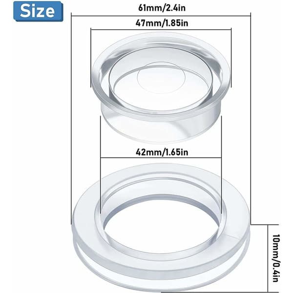 【03】2-pack umbrella rings and caps for patio tables, thicker hole ring plugs and cap set for standard size umbrellas (clear)