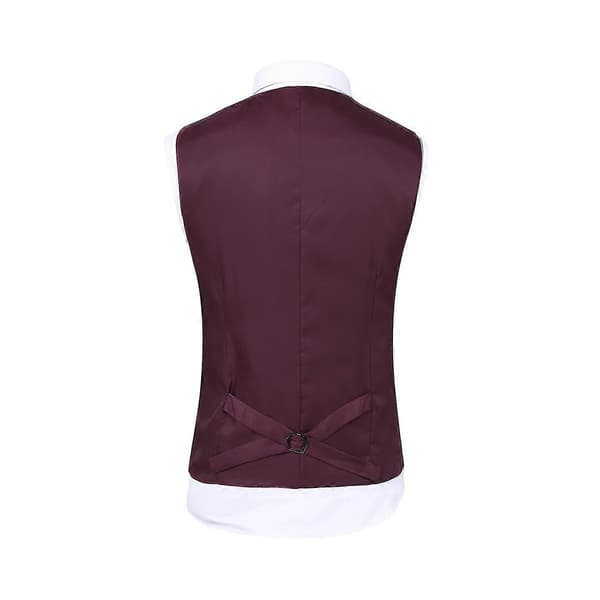 Herrkostym med 3-delad kavaj, väst, byxor, 9 färger, bröllopsfest, middag Dark Red XS