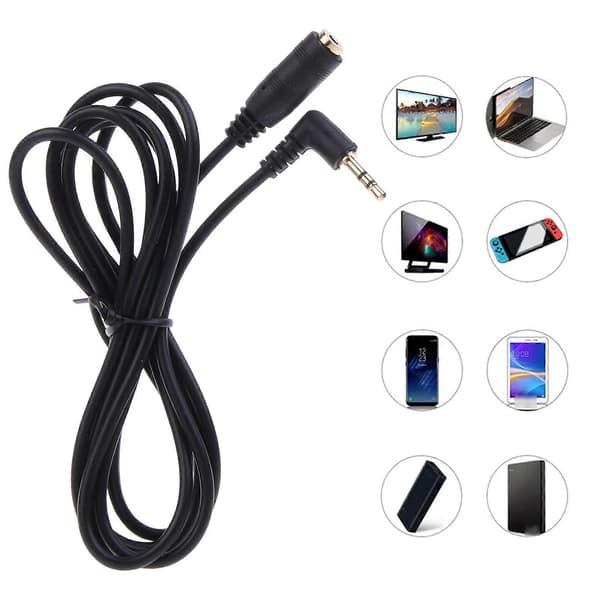 90 graders 2,5 mm til 2,5 mm han til hun-kabel til headset, hovedtelefoner, mobiltelefon, lydudskiftningskabel, kabeladaptere 3m
